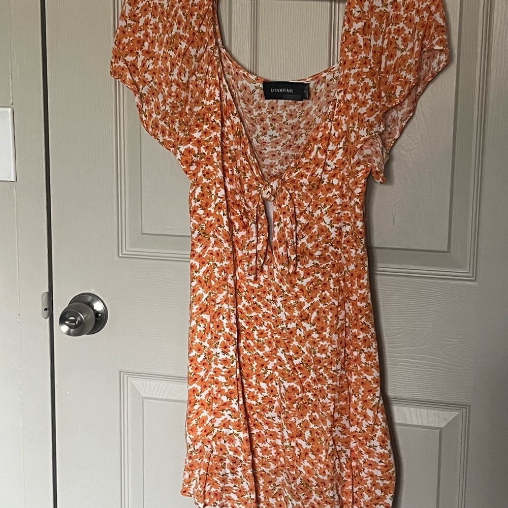 Floral Orange V Neck Sundress